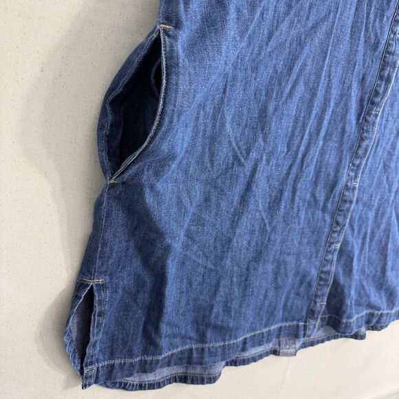 Guess Denim Longline Shirt Dress Women Oversize Small Light Medium Wash $98 NWT - Picture 3 of 9